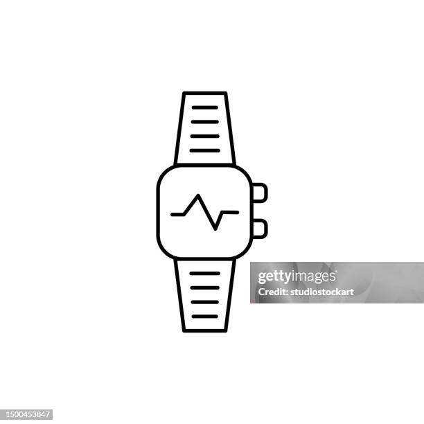 smart watch line icon editable stroke - digital clock display stock illustrations