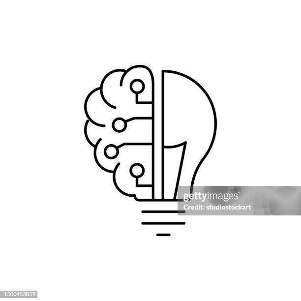 artifical intelligence line icon, editable stroke - light sensor stock illustrations