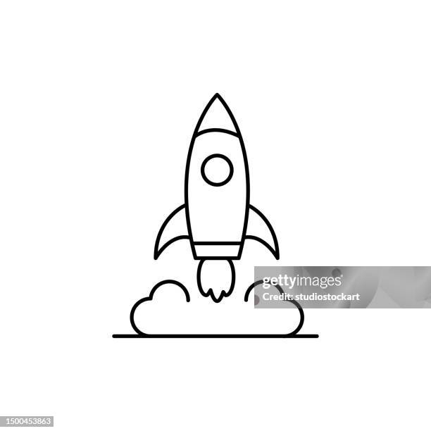 rocket line icon editable stroke - space rocket stock illustrations