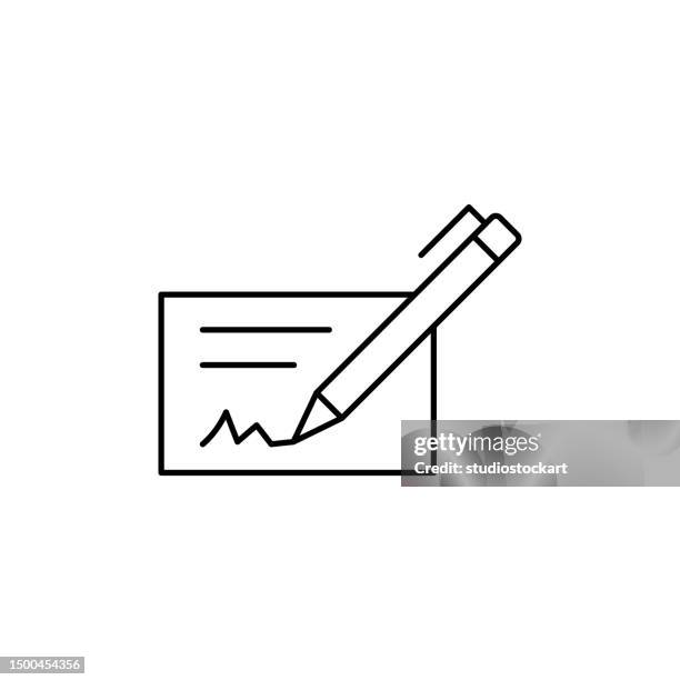 bank check icon with editable stroke - cashew stock illustrations