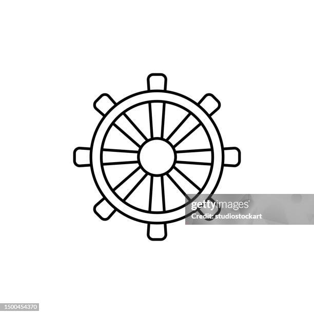 sailboat steering wheel line icon editable stroke - ship deck stock illustrations