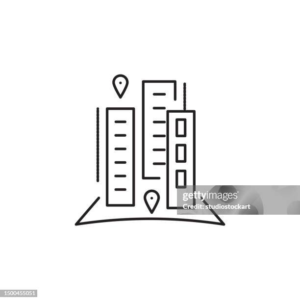 apartment complex line icon editable stroke - condominium complex stock illustrations