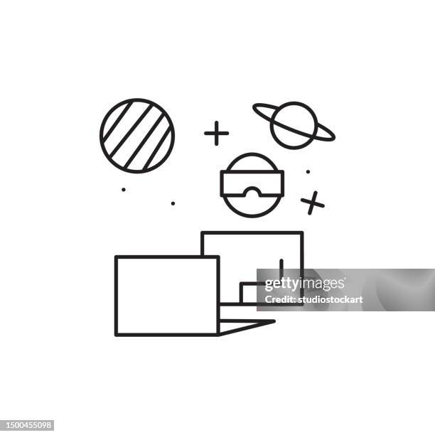 virtual reality glasses line icon. editable stroke - virtual learning disability stock illustrations