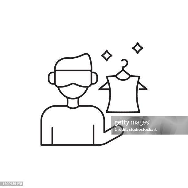 virtual-reality-brille-liniensymbol. bearbeitbarer strich - fashion icon ai stock-grafiken, -clipart, -cartoons und -symbole