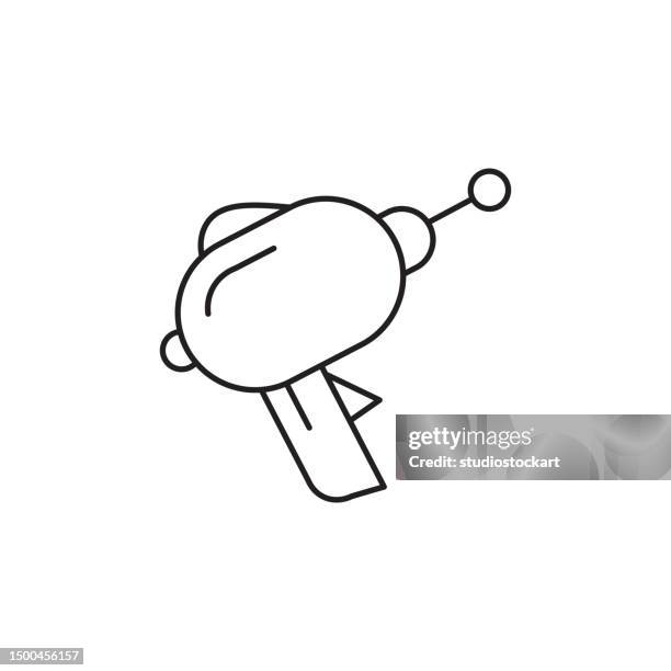 space gun line icon, editable stroke - laser gun stock illustrations
