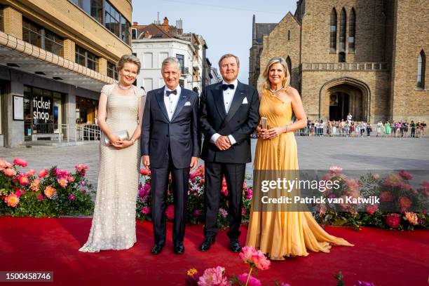 Queen Mathilde of Belgium, King Philippe of Belgium, King Willem-Alexander of The Netherlands and Queen Maxima of The Netherlands attend a concert...