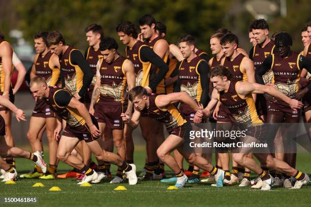 General view during a Hawthorn Hawks AFL training session at Waverley Park on June 22, 2023 in Melbourne, Australia.