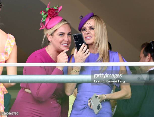 Josie Gibson and Amanda Holden attend day two of Royal Ascot 2023 at Ascot Racecourse on June 21, 2023 in Ascot, England.