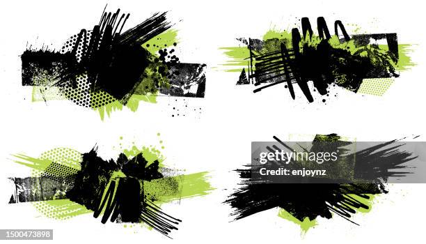 ilustrações de stock, clip art, desenhos animados e ícones de abstract black and green grunge textures and patterns vector - rua