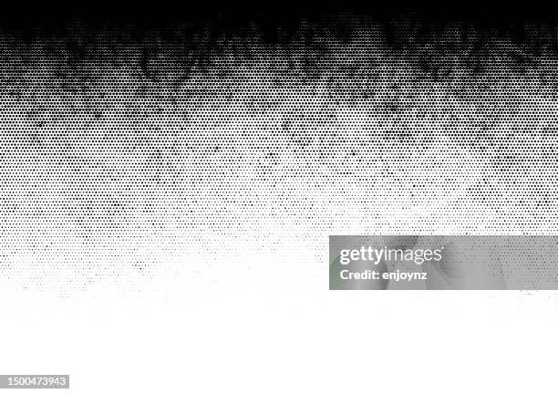 black grunge half tone gradient dots pattern fade - stipple effect stock illustrations