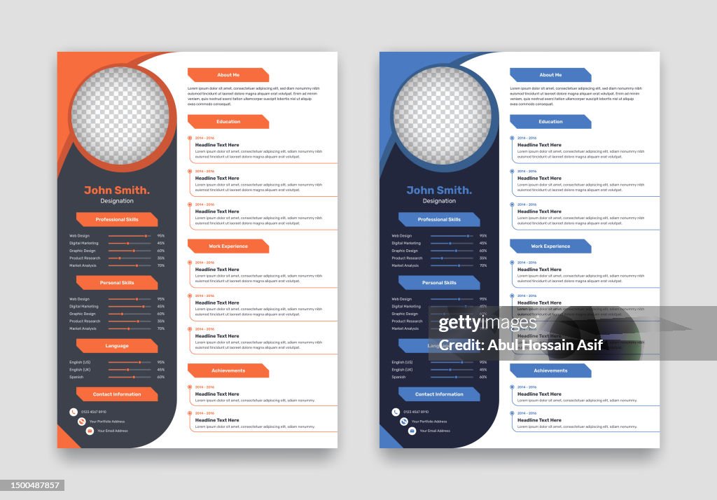 Cv Color Modern Professional Cv Or Resume Layout Design With Two Color ...