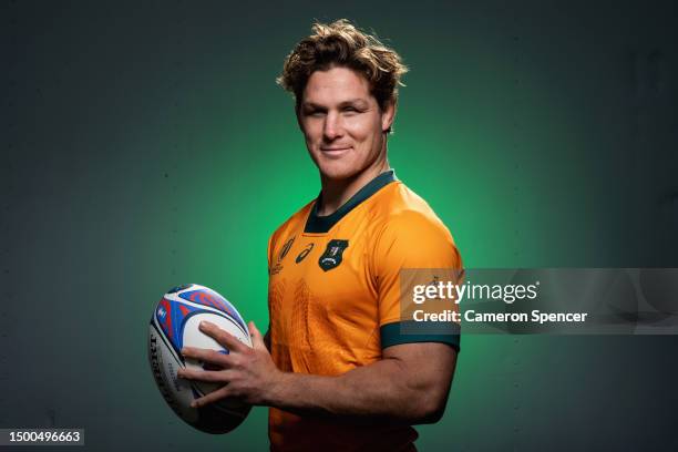 Michael Hooper of the Wallabies poses for a portrait following a Rugby Australia media opportunity launching the Wallabies 2023 Rugby World Cup...