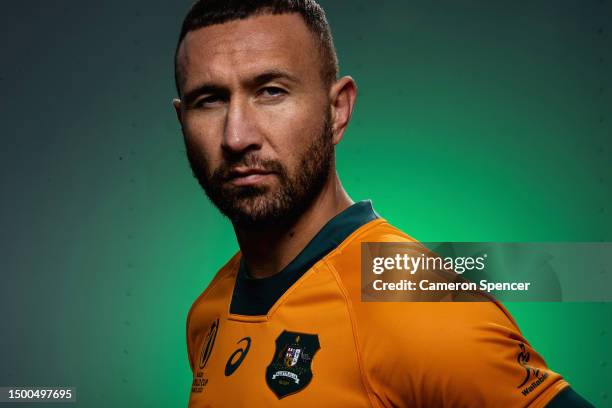 Quade Cooper of the Wallabies poses for a portrait following a Rugby Australia media opportunity launching the Wallabies 2023 Rugby World Cup jersey,...