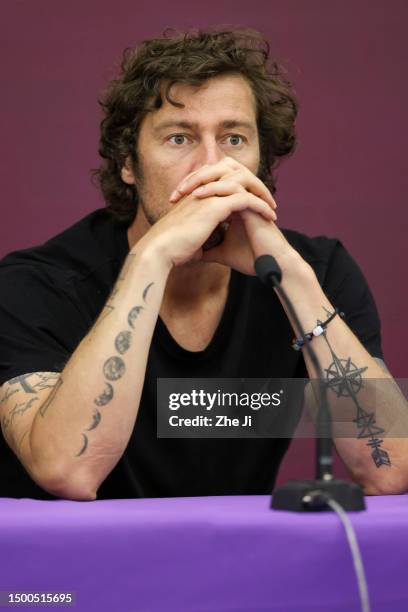Marat Safin of Russia attends a press conference on Day 1 of Hangzhou 2023 International Tennis Masters Tournament at Hangzhou Olympic And...