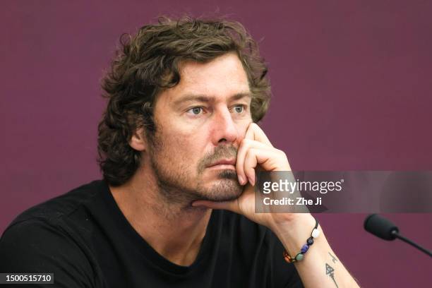 Marat Safin of Russia attends a press conference on Day 1 of Hangzhou 2023 International Tennis Masters Tournament at Hangzhou Olympic And...