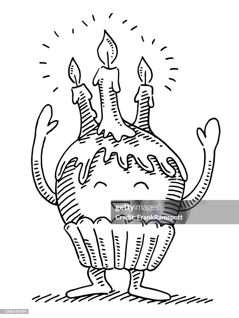 Cute Kawaii Birthday Muffin Drawing