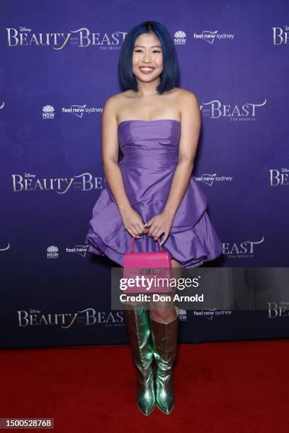 Venice Qin attends opening night of "Beauty & The Beast" at the Capitol Theatre on June 22, 2023 in Sydney, Australia.