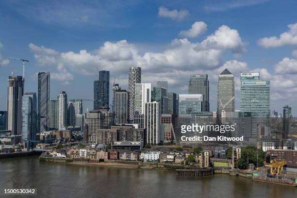 The Canary Wharf business district including global financial institutions Citigroup Inc., State Street Corp., Barclays Plc, HSBC Holdings Plc and...