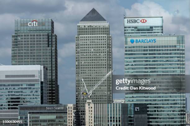 The Canary Wharf business district including global financial institutions Citigroup Inc., State Street Corp., Barclays Plc, HSBC Holdings Plc and...