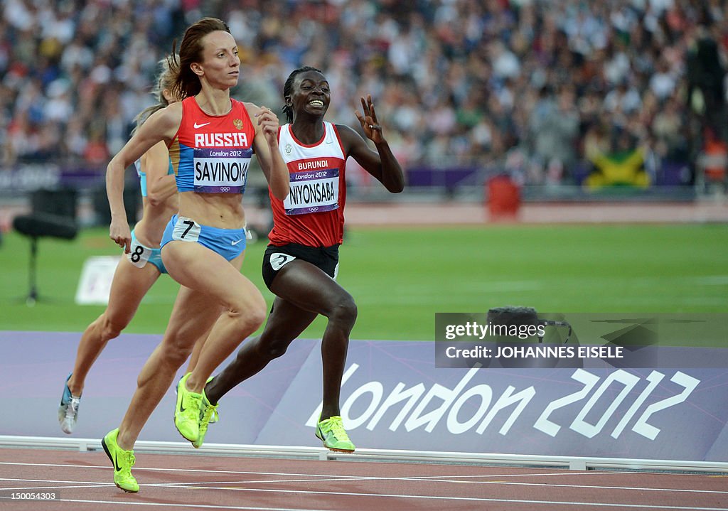 Russia's Mariya Savinova and Burundi's F