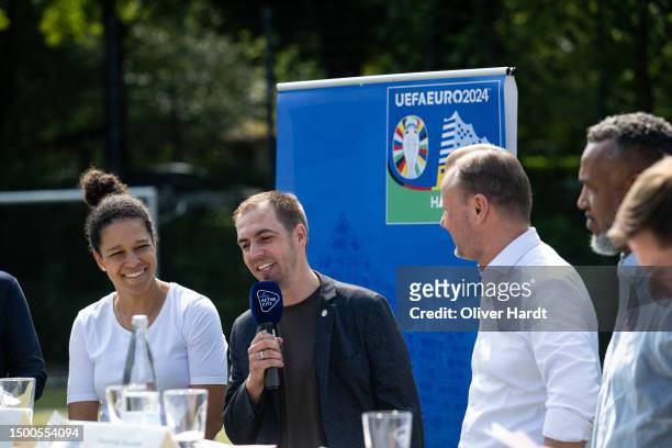 Managing Director of DFB Euro GmbH, Philipp Lahm speaks to the media during a press conference for 'Hamburg Launches Ideas Competition For UEFA EURO...