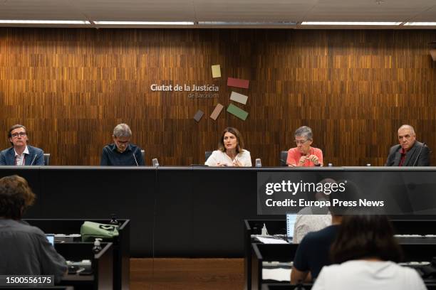 Judges Ramon Gonzalez and Roberto Garcia Ceniceros, Barcelona's senior judge Cristina Ferrando, Judge Francisca Verdejo and Judge Tomas Sala, present...