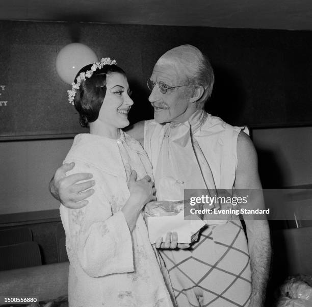 Italian ballerina Carla Fracci with British ballet dancer and choreographer Anton Dolin backstage at the Royal Festival Hall in London, July 20th...