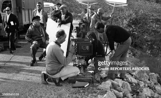 Le réalisateur Julien Duvivier sur le tournage de Chair de poule en juin 1963.