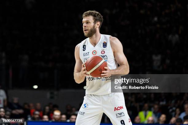 Nicolò Melli of EA7 Emporio Armani Milan in action during Game 6 of the Playoff Final of LBA Lega Basket Serie A Playoffs between Virtus Segafredo...