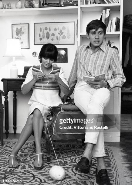The Italian singer Gianni Morandi with his wife, actress Laura Efrikian, in their home, Rome, Italy, 14 September 1966.