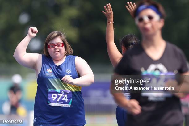 Miriam Holmes of Australia finished the 50m Women Final at the Athletics Track and Field competition during day six of Special Olympics World Games...
