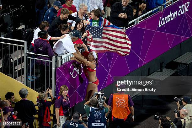 Summer Olympics: USA Misty May-Treanor and Kerri Walsh Jennings victorious after winning Women's Gold Medal Match vs USA April Ross and Jennifer...