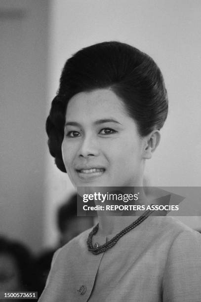 Portrait de la Reine Sirikit de Thaïlande lors d'une cérémonie à Bangkok le 24 janvier 1968