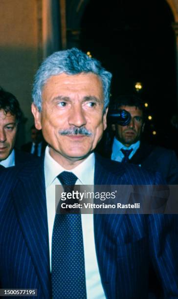 Rome, Italy, March 13 Massimo D'Alema politician of the PD, during the electoral rally of the left for the regional elections