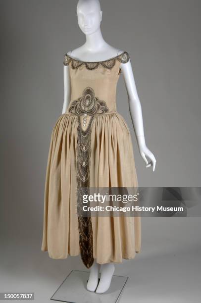 Robe de Style, 1927 . Silk moire, glass beads, pearls, metallic thread by Jeanne Lanvin; worn by Mrs. Charles S. Dewey when presented at the Court of...
