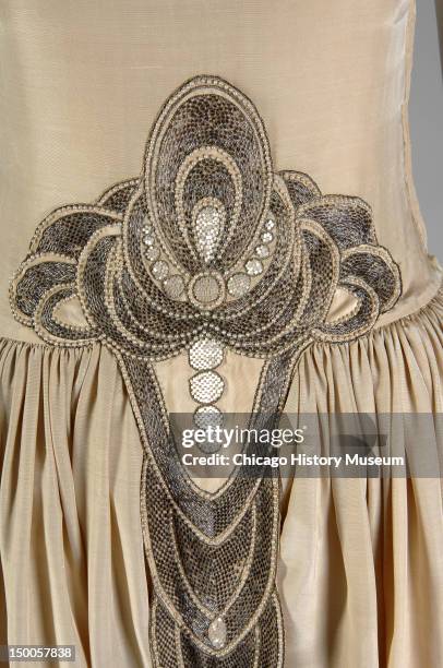 Robe de Style, 1927 . Silk moire, glass beads, pearls, metallic thread by Jeanne Lanvin; worn by Mrs. Charles S. Dewey when presented at the Court of...