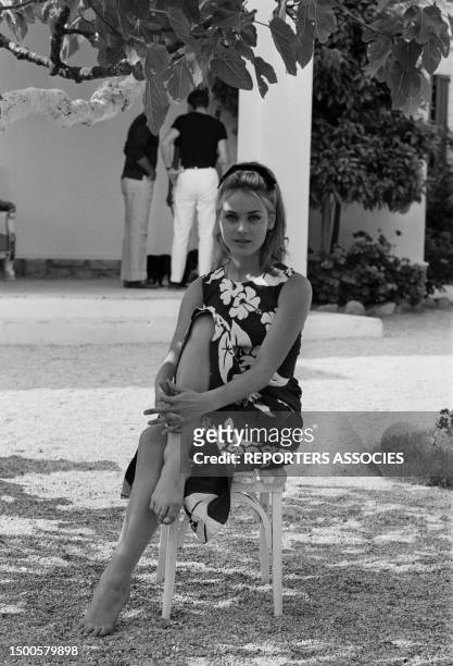 Geneviève Grad lors du tournage du film 'Le gendarme de Saint-Tropez' réalisé par Jean Girault le 22 mai 1964 à Saint-Tropez, France