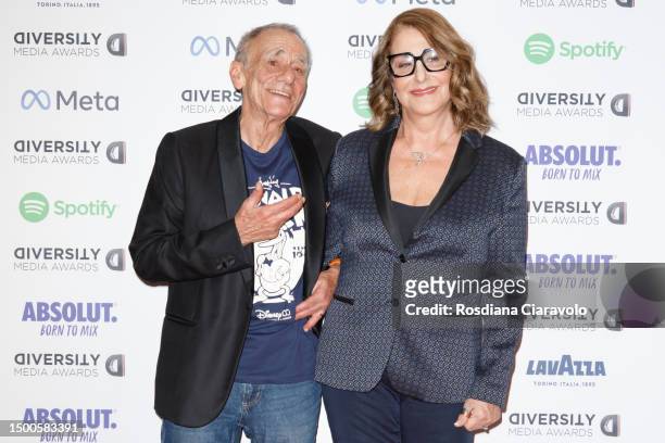 Roberto Vecchioni and Daria Colombo attend the Diversity Media Awards 2023 at Teatro Lirico Giorgio Gaber on June 21, 2023 in Milan, Italy.