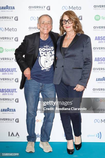 Roberto Vecchioni and Daria Colombo attend the Diversity Media Awards 2023 at Teatro Lirico Giorgio Gaber on June 21, 2023 in Milan, Italy.