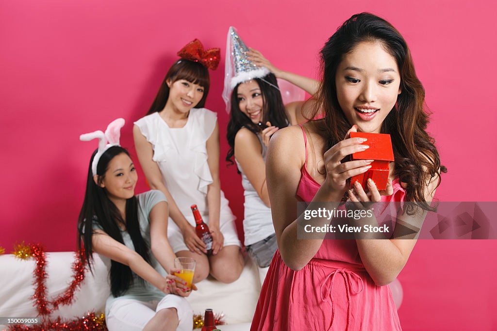 Group of young women at party