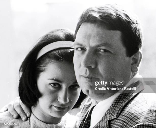 Rome, Italy, April 1962, Film director Elio Petri with his wife in their home.