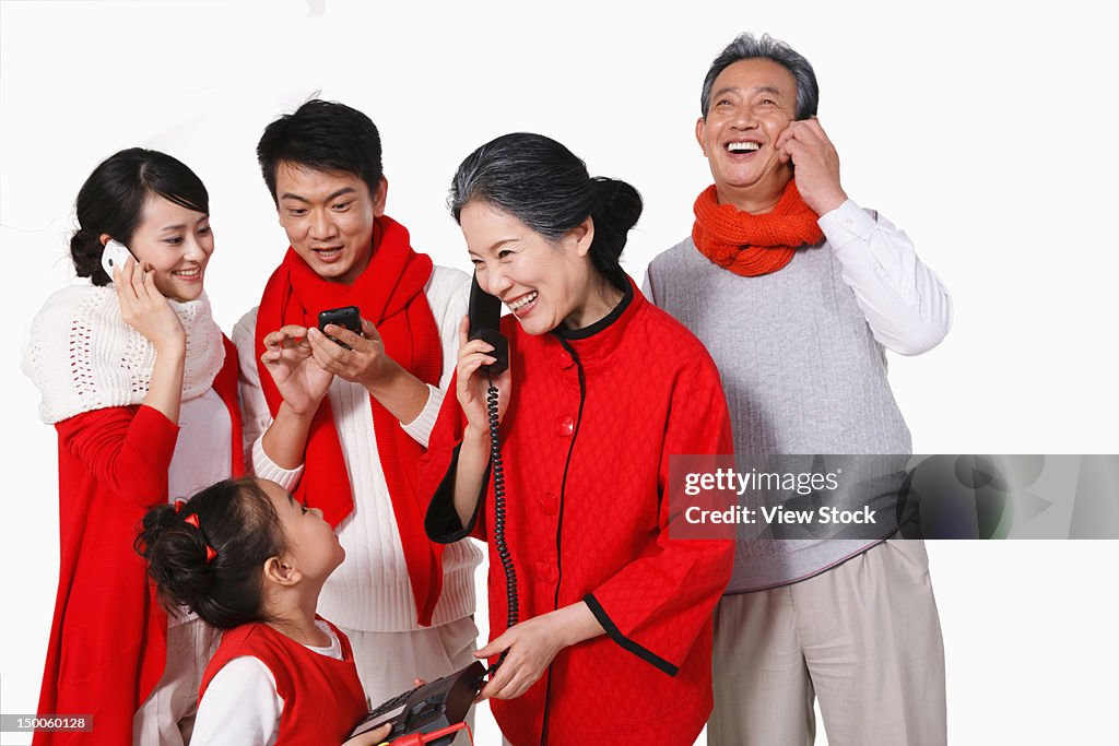 Family celebrating Chinese New Year