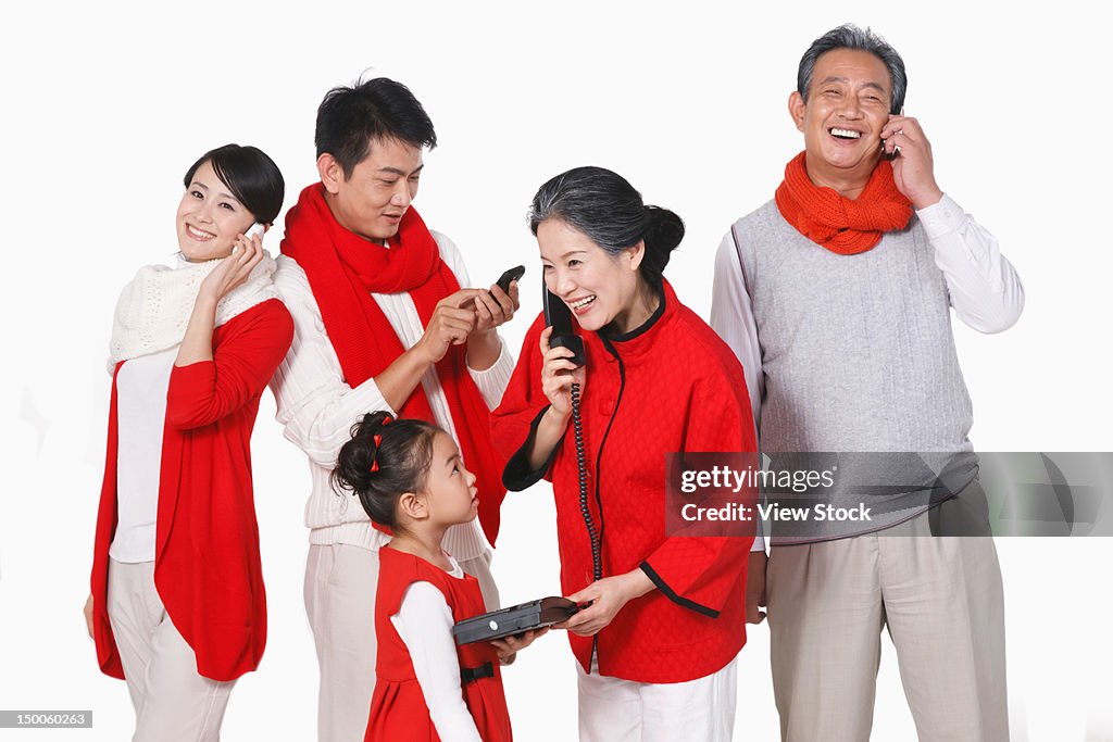 Family celebrating Chinese New Year