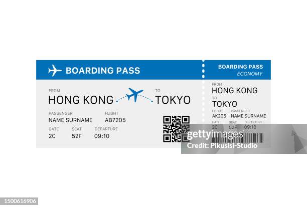 ilustrações de stock, clip art, desenhos animados e ícones de airplane ticket. flight boarding pass template design. travel, journey, tourism design element. - passar a bola