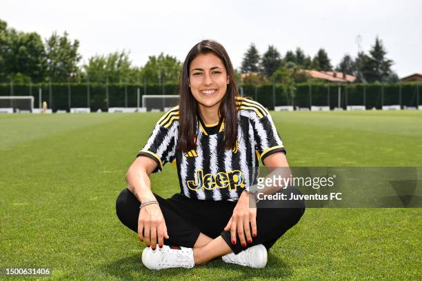 New signing Melissa Bellucci is unveiled at Juventus Center Vinovo on June 22, 2023 in Vinovo, Italy.