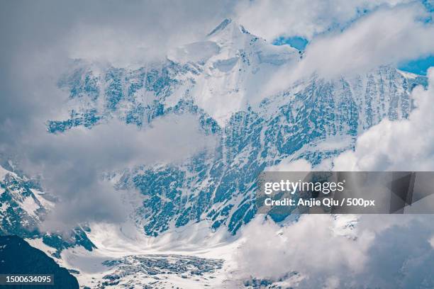 aerial view of snowcapped mountains against sky,grindelwald,switzerland - grindelwald stock pictures, royalty-free photos & images