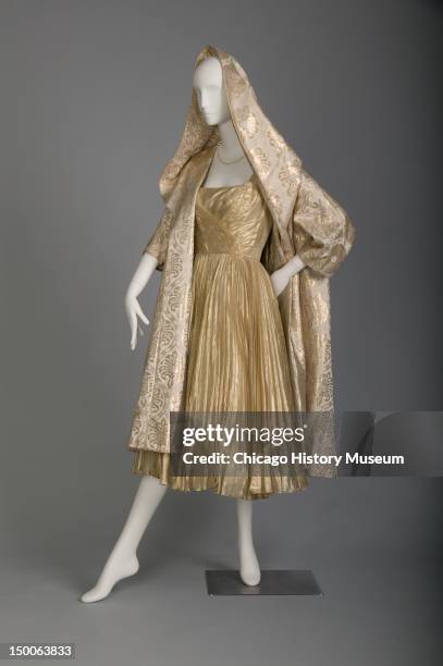 Wedding dress and jacket, 1955 . Silk and metallic brocade, lame by Don Loper Originals.