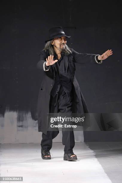 Fashion designer Yohji Yamamoto during the Yohji Yamamoto Menswear Spring/Summer 2024 show as part of Paris Fashion Week on June 22, 2023 in Paris,...