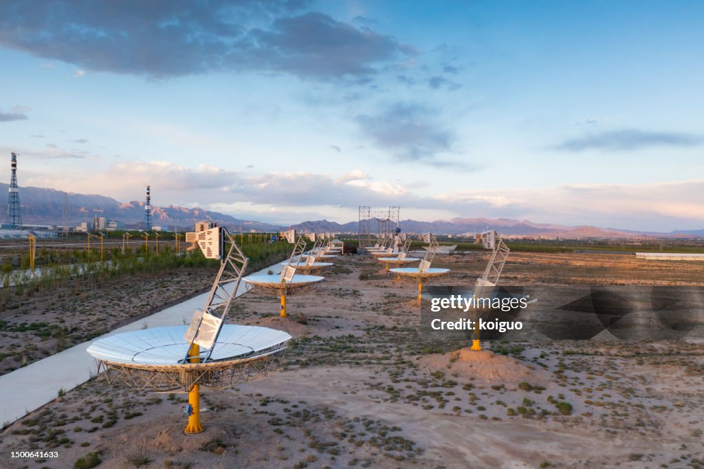 Solar Array Dish Solar Dish Power Plant At Sunset High-Res Stock Photo - Getty Images