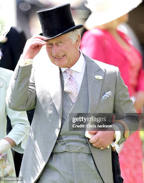 King Charles II attends day three of Royal Ascot 2023 at Ascot Racecourse on June 22, 2023 in Ascot, England.